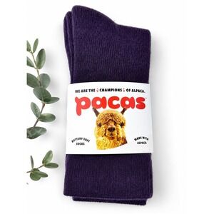 Pacas Womens Alpaca Wool Blend Crew Socks Purple Small Medium‎ 6468 New